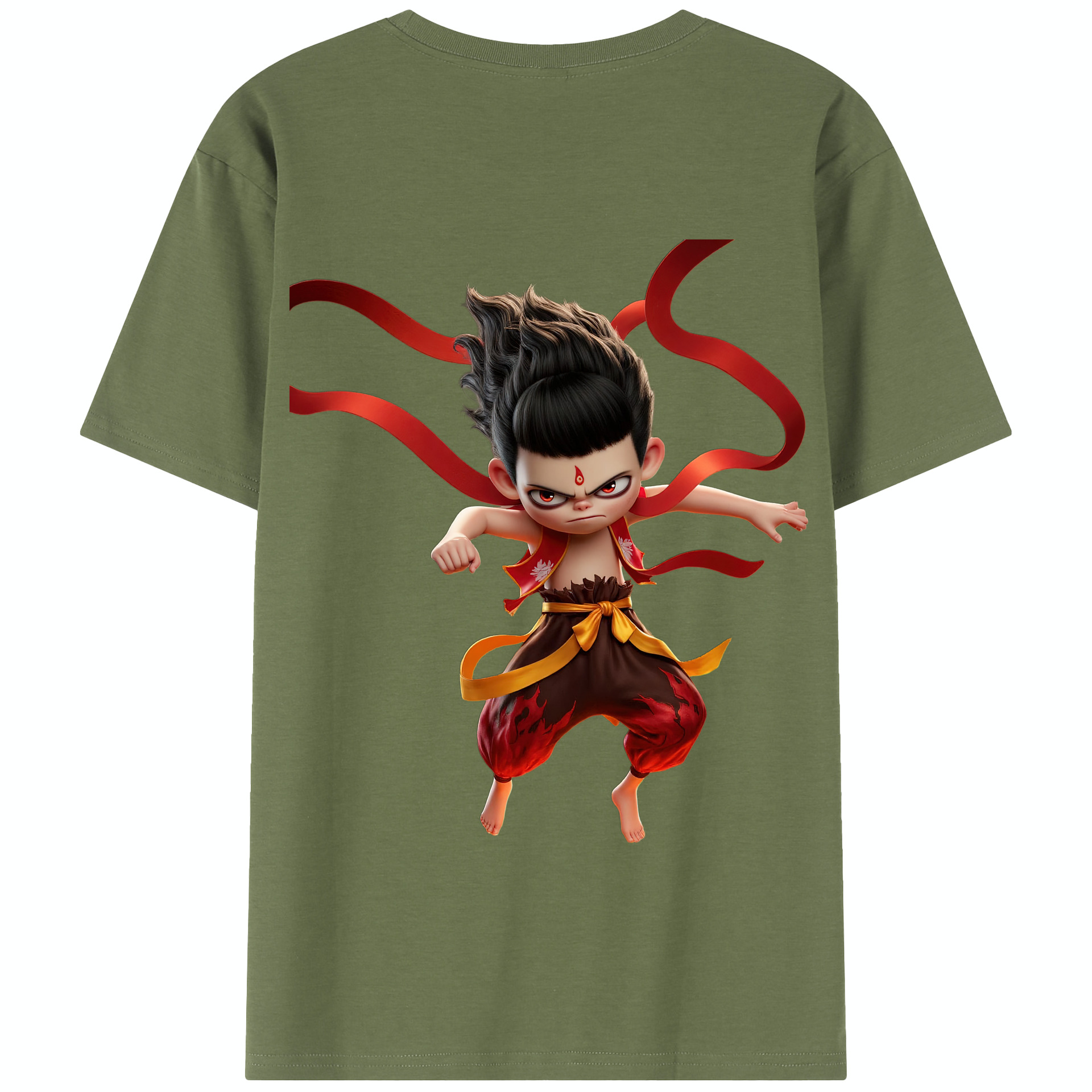 （画像用） Ne Zha 2 ナタ 魔童の大暴れ 綿100％半袖Tシャツ（背面プリント）